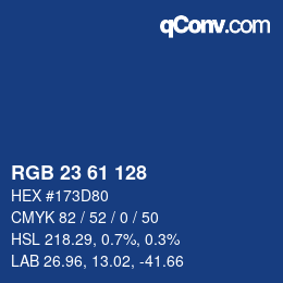 Color code: RGB 23 61 128 | qconv.com