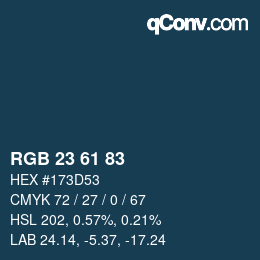 カラーコード: RGB 23 61 83 | qconv.com