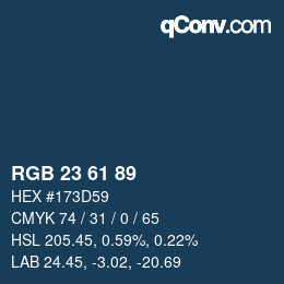 Code couleur: RGB 23 61 89 | qconv.com