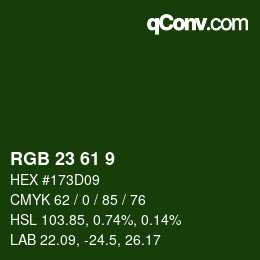 Color code: RGB 23 61 9 | qconv.com
