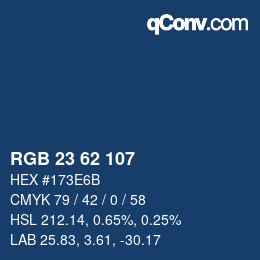 Color code: RGB 23 62 107 | qconv.com