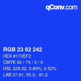 Farbcode: RGB 23 62 242 | qconv.com
