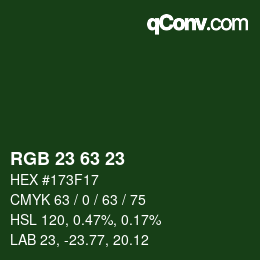 Color code: RGB 23 63 23 | qconv.com
