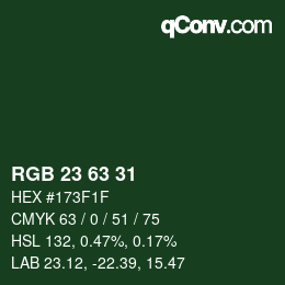 Color code: RGB 23 63 31 | qconv.com