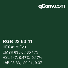 Color code: RGB 23 63 41 | qconv.com