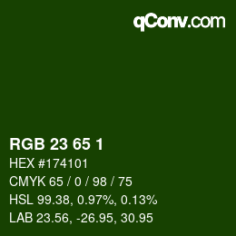カラーコード: RGB 23 65 1 | qconv.com