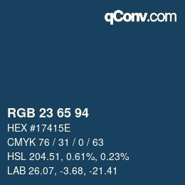 Color code: RGB 23 65 94 | qconv.com