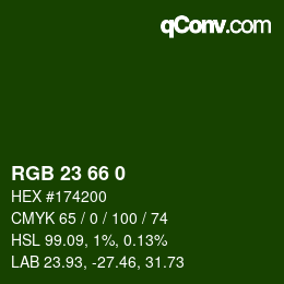 Color code: RGB 23 66 0 | qconv.com