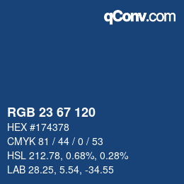 Color code: RGB 23 67 120 | qconv.com