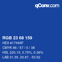 Color code: RGB 23 68 159 | qconv.com
