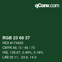 Color code: RGB 23 68 37 | qconv.com