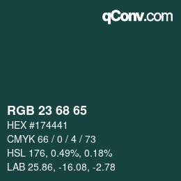 Farbcode: RGB 23 68 65 | qconv.com