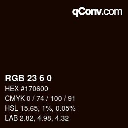 Color code: RGB 23 6 0 | qconv.com