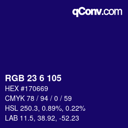 カラーコード: RGB 23 6 105 | qconv.com
