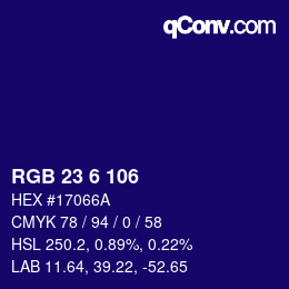 Color code: RGB 23 6 106 | qconv.com