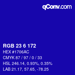 Color code: RGB 23 6 172 | qconv.com