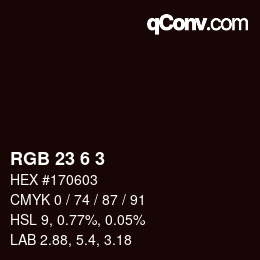 Color code: RGB 23 6 3 | qconv.com