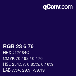 カラーコード: RGB 23 6 76 | qconv.com