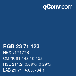 Color code: RGB 23 71 123 | qconv.com