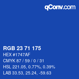 Color code: RGB 23 71 175 | qconv.com