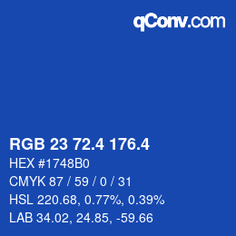 カラーコード: RGB 23 72.4 176.4 | qconv.com