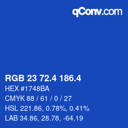 カラーコード: RGB 23 72.4 186.4 | qconv.com