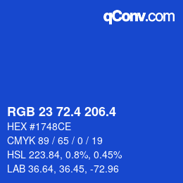 カラーコード: RGB 23 72.4 206.4 | qconv.com
