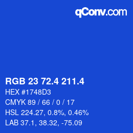 カラーコード: RGB 23 72.4 211.4 | qconv.com