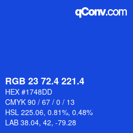 カラーコード: RGB 23 72.4 221.4 | qconv.com