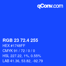 カラーコード: RGB 23 72.4 255 | qconv.com