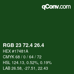 カラーコード: RGB 23 72.4 26.4 | qconv.com