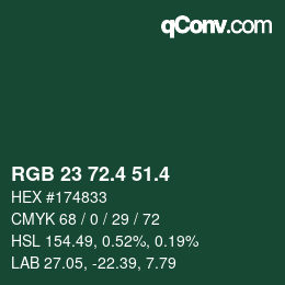 カラーコード: RGB 23 72.4 51.4 | qconv.com