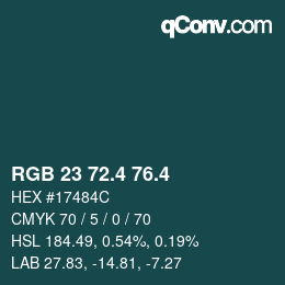 カラーコード: RGB 23 72.4 76.4 | qconv.com