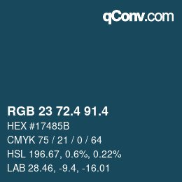 カラーコード: RGB 23 72.4 91.4 | qconv.com