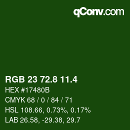カラーコード: RGB 23 72.8 11.4 | qconv.com