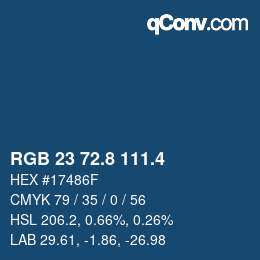 カラーコード: RGB 23 72.8 111.4 | qconv.com