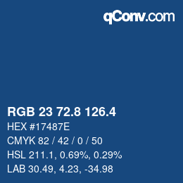 カラーコード: RGB 23 72.8 126.4 | qconv.com