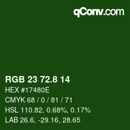 カラーコード: RGB 23 72.8 14 | qconv.com