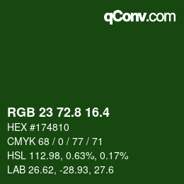 カラーコード: RGB 23 72.8 16.4 | qconv.com