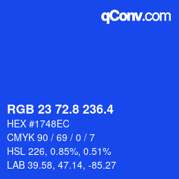 カラーコード: RGB 23 72.8 236.4 | qconv.com