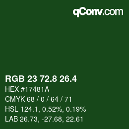 カラーコード: RGB 23 72.8 26.4 | qconv.com