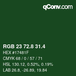 カラーコード: RGB 23 72.8 31.4 | qconv.com
