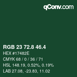 カラーコード: RGB 23 72.8 46.4 | qconv.com