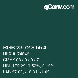 カラーコード: RGB 23 72.8 66.4 | qconv.com