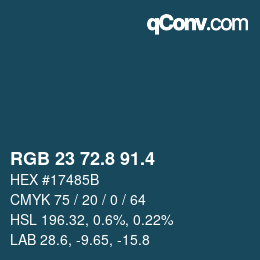 カラーコード: RGB 23 72.8 91.4 | qconv.com