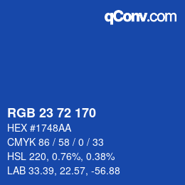 カラーコード: RGB 23 72 170 | qconv.com