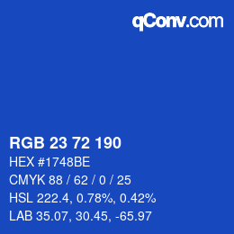 Color code: RGB 23 72 190 | qconv.com