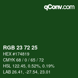 Color code: RGB 23 72 25 | qconv.com