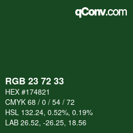 Color code: RGB 23 72 33 | qconv.com