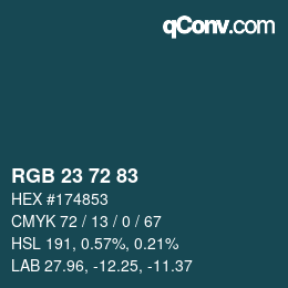 Color code: RGB 23 72 83 | qconv.com